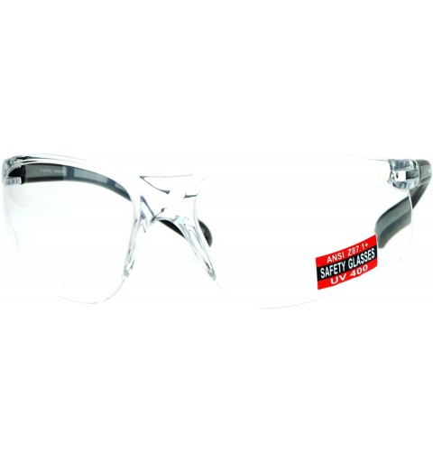 Wrap ANSI Z87.1+ Protection Half Rim Clear Lens Safety Glasses - Grey - CQ128UNMIOV $10.67