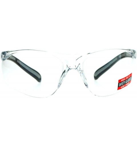 Wrap ANSI Z87.1+ Protection Half Rim Clear Lens Safety Glasses - Grey - CQ128UNMIOV $10.67