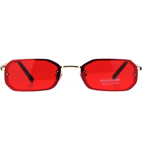 Rectangular Mens Narrow Octagonal Exposed Edge Pimp Color Lens Sunglasses - Gold Red - CS18IQA3EHQ $14.80