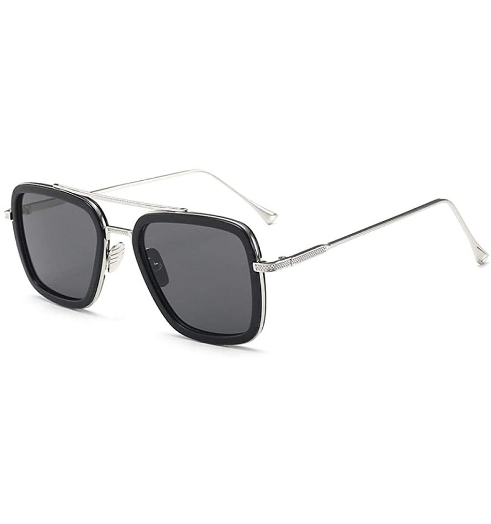 Square Sunglasses sunglasses Europe and the United States square men's flat mirror sunglasses sunglasses - C118WWIYE35 $39.93