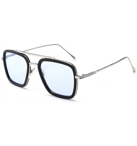 Square Sunglasses sunglasses Europe and the United States square men's flat mirror sunglasses sunglasses - C118WWIYE35 $39.93