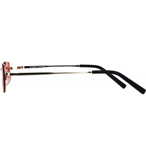 Rectangular Mens Narrow Octagonal Exposed Edge Pimp Color Lens Sunglasses - Gold Red - CS18IQA3EHQ $14.80