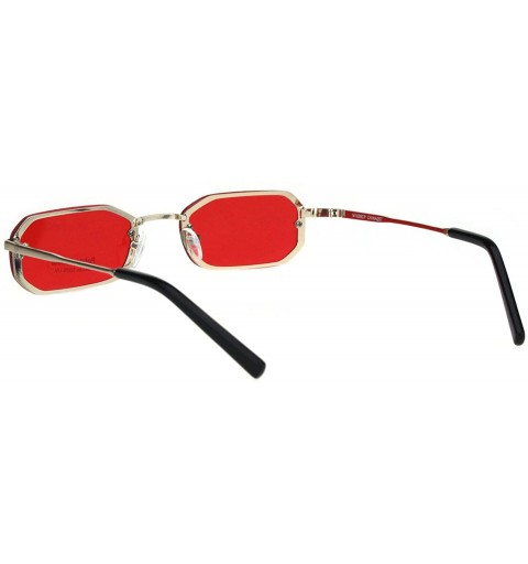 Rectangular Mens Narrow Octagonal Exposed Edge Pimp Color Lens Sunglasses - Gold Red - CS18IQA3EHQ $14.80