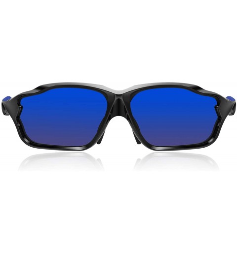 Sport Aero Polarized Sports Sunglasses For Men Women-UV400 Protection - Matte Black-blue - C4129SAOR5R $21.01