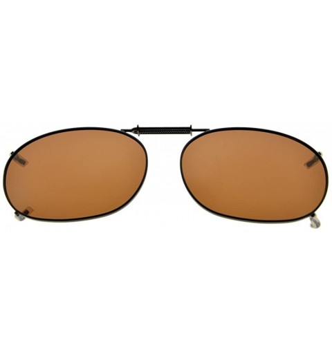 Rectangular Metal Frame Rim Polarized Lens Clip On Sunglasses 2 1/16"x1 3/8" - Brown - CN1822YEG3U $10.13