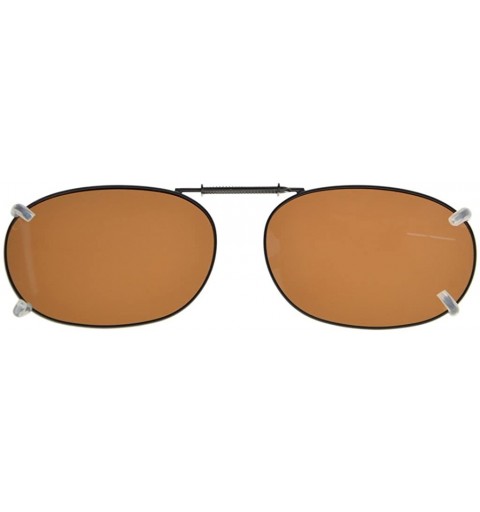 Rectangular Metal Frame Rim Polarized Lens Clip On Sunglasses 2 1/16"x1 3/8" - Brown - CN1822YEG3U $10.13