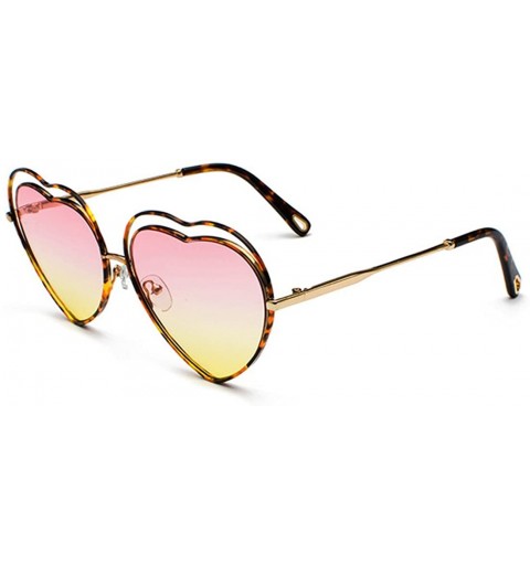 Semi-rimless Men's & Women's Glasses Metal Frame Colored Gradient Lens Sunglasses - Leopard Yellow Powder - CG18EQDSSOO $12.20
