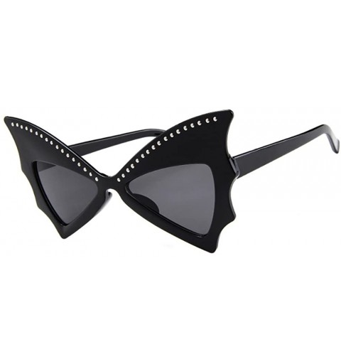 Square Sunglasses Goggles Bat Shape Polarized Eyewear Women - Black - CB18QU4GZA7 $8.70