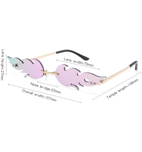 Rimless Fashion Flame Sunglasses for Small Face Women Rimless Wave Sun Glasses For Men Eyewear Luxury Trending Narrow - CR196...