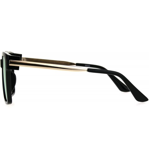 Rectangular Retro Boyfriend Plastic Rim Horned Hipster Sunglasses - Black Blue - CT187UXMATU $8.98