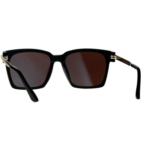 Rectangular Retro Boyfriend Plastic Rim Horned Hipster Sunglasses - Black Blue - CT187UXMATU $8.98