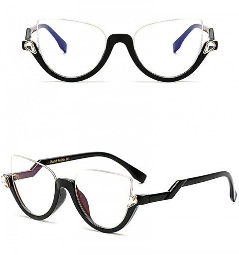 Cat Eye Polarized Half Frame Sunglasses-Retro Classic Cat Eyes Shade Glasses Eyewear - F - C6190OGYEK3 $39.37