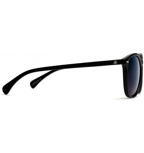 Oval Polarized Round Verona Horned Rim Sunglasses - Carbon Black - CZ182ZTI9K4 $13.69