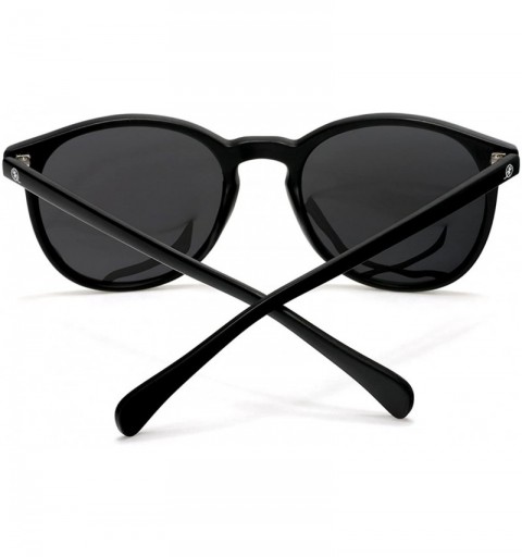 Oval Polarized Round Verona Horned Rim Sunglasses - Carbon Black - CZ182ZTI9K4 $13.69