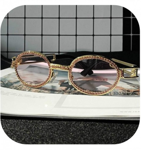 Goggle Vintage Small Round Diamond Sunglasses Women Fashion Steampunk Colorful Rhinestone Shades UV400 Oculos - Gv0276-4 - CL...