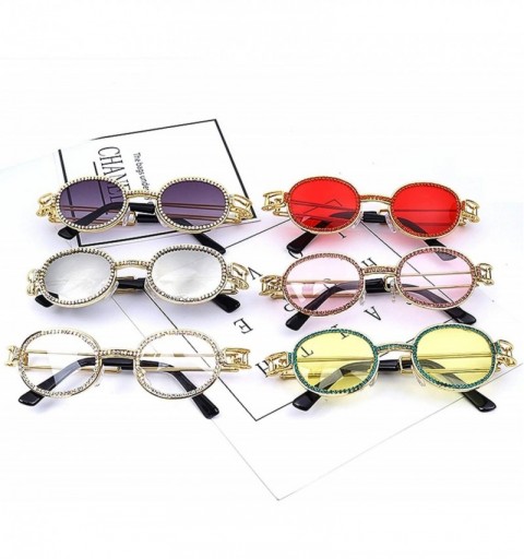 Goggle Vintage Small Round Diamond Sunglasses Women Fashion Steampunk Colorful Rhinestone Shades UV400 Oculos - Gv0276-4 - CL...