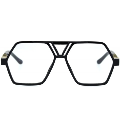 Rectangular Futuristic Mens Robotic Plastic Racer Octagonal Eyeglasses - Shiny Black - CN180OTLYWO $14.71