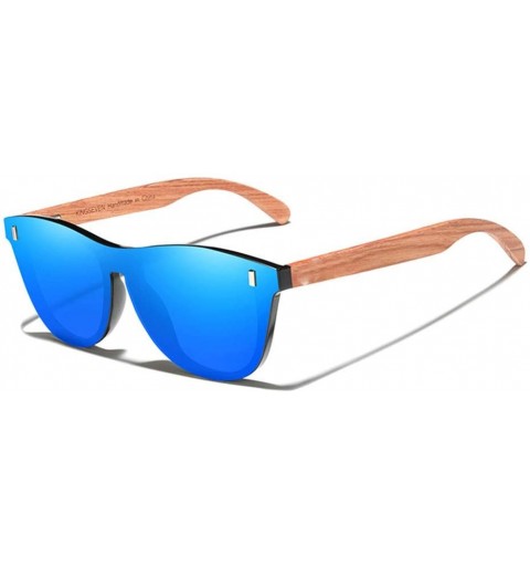 Rimless Wood Sunglasses Vintage Polarized Men's Natural Wooden Eyewear Accessories - Blue Bubinga Wood - C9194O4CX6G $28.06