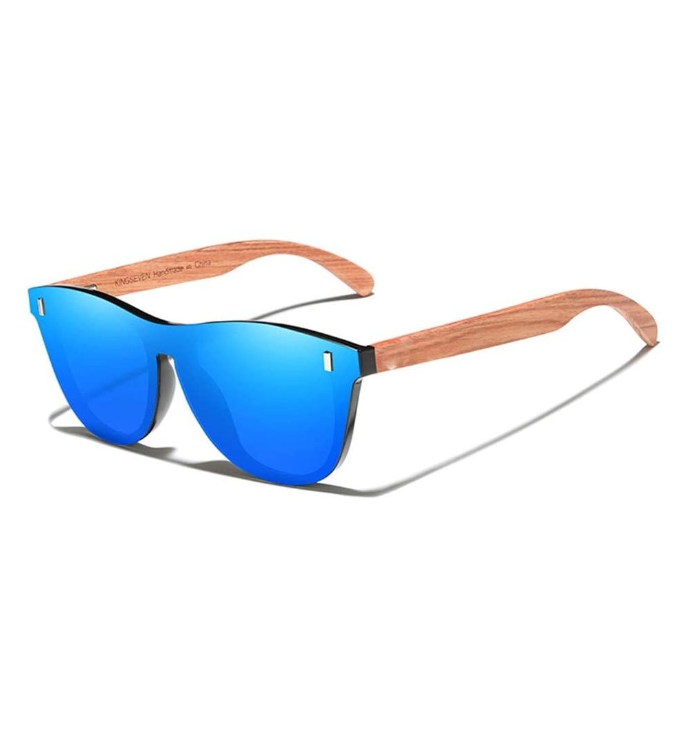 Rimless Wood Sunglasses Vintage Polarized Men's Natural Wooden Eyewear Accessories - Blue Bubinga Wood - C9194O4CX6G $28.06