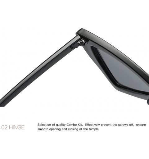Cat Eye Sunglasses For Women Metal Hinges Cat Eye Triangle Plastic Frame Glasses K0571 - Black - CD18CEHT6EQ $11.16