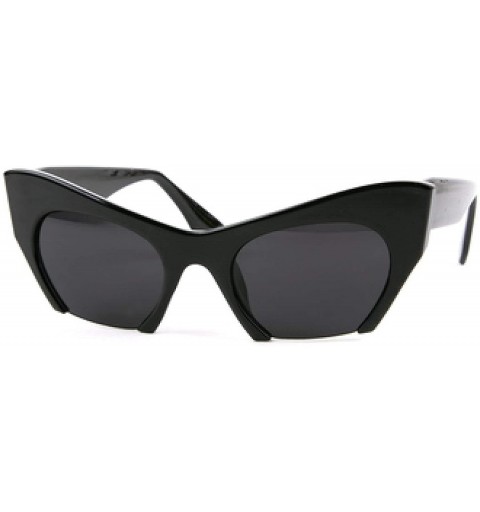 Semi-rimless Semi-Rimless Cat Eye Sunglasses Trendy Style P2186 - Black - C018I8UH5IX $10.21