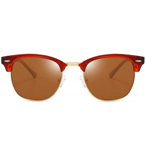 Round Polarized Sunglasses Classic Semi-Rimless Frame Retro Brand Sunglasses for Men and Women UV 400 Protection - C9197IGTD3...