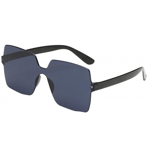 Square Oversized Square Candy Colors Glasses Rimless Frame Unisex Sunglasses - D - C3195NH8AZO $17.29