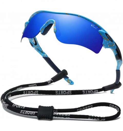 Wrap Polarized Sports Sunglasses for Men Women Baseball Running Cycling Golf Tr90 Durable and Ultralight Frame - Blue - CP193...