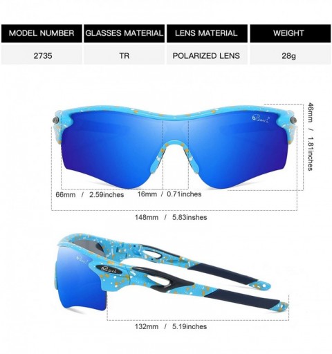 Wrap Polarized Sports Sunglasses for Men Women Baseball Running Cycling Golf Tr90 Durable and Ultralight Frame - Blue - CP193...