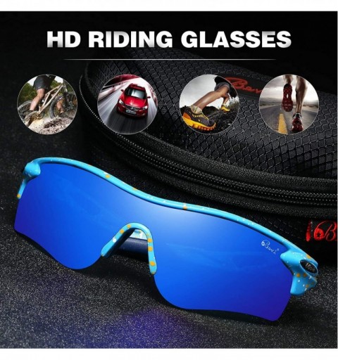 Wrap Polarized Sports Sunglasses for Men Women Baseball Running Cycling Golf Tr90 Durable and Ultralight Frame - Blue - CP193...