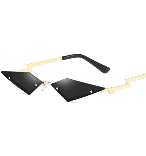 Oversized Sunglasses Trending Rimless Eyewear Irregular - Black - C6198Q5EWII $11.58