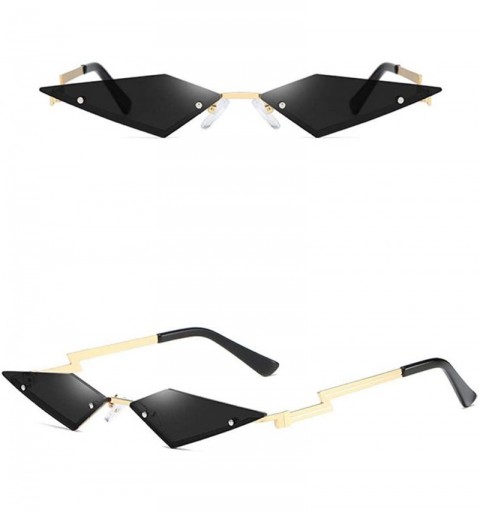 Oversized Sunglasses Trending Rimless Eyewear Irregular - Black - C6198Q5EWII $11.58