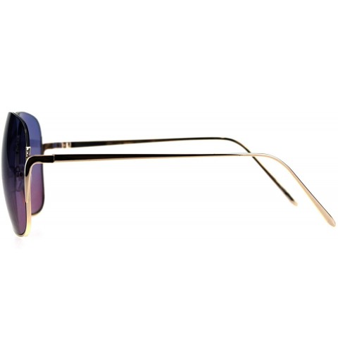 Rectangular Womens Crop Top Exposed Lens Rectangular Metal Rim Sunglasses - Blue Purple - C318D45KLGU $12.69