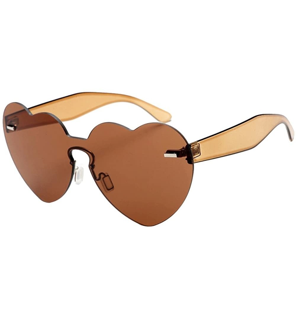 Rimless Sunglasses for Women Heart Sunglasses Vintage Sunglasses Retro Oversized Glasses Eyewear Rimless Sunglasses - C - CR1...