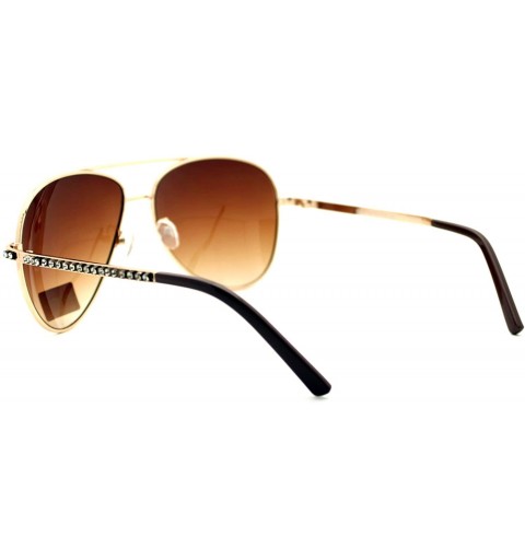 Aviator Womens Aviator Sunglasses Rhinestones Design Temple Metal Frame UV 400 - Gold - CO188KH52Z0 $11.15