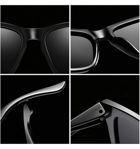 Square Sunglasses Polarized Female Male Full Frame Retro Design - Black Yellow - C018NW4A0EN $10.38