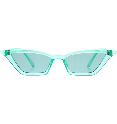 Rectangular Womens Skinny Sunglasses Trapezoid Shape Cateye Frame Translucent Colors - Green - C118K5KWOW6 $20.12