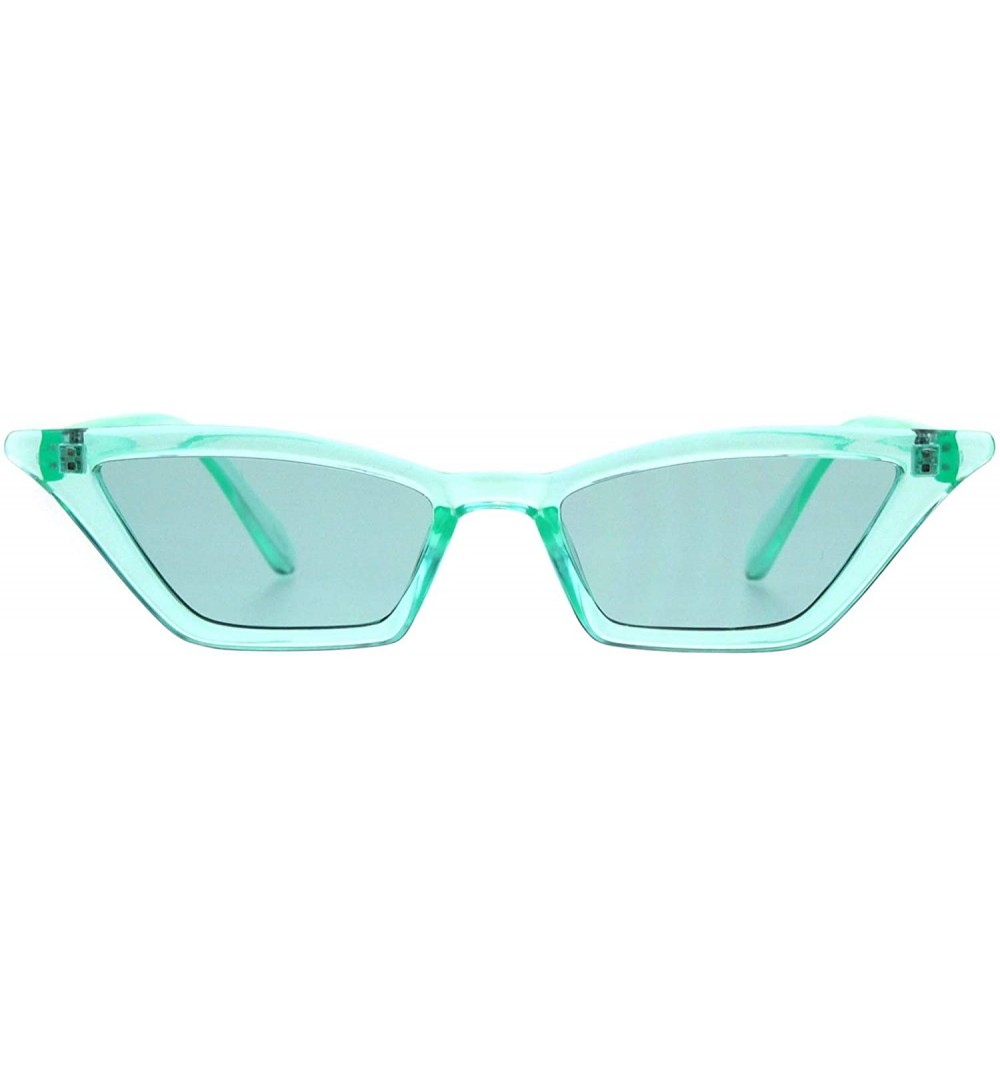 Rectangular Womens Skinny Sunglasses Trapezoid Shape Cateye Frame Translucent Colors - Green - C118K5KWOW6 $11.81