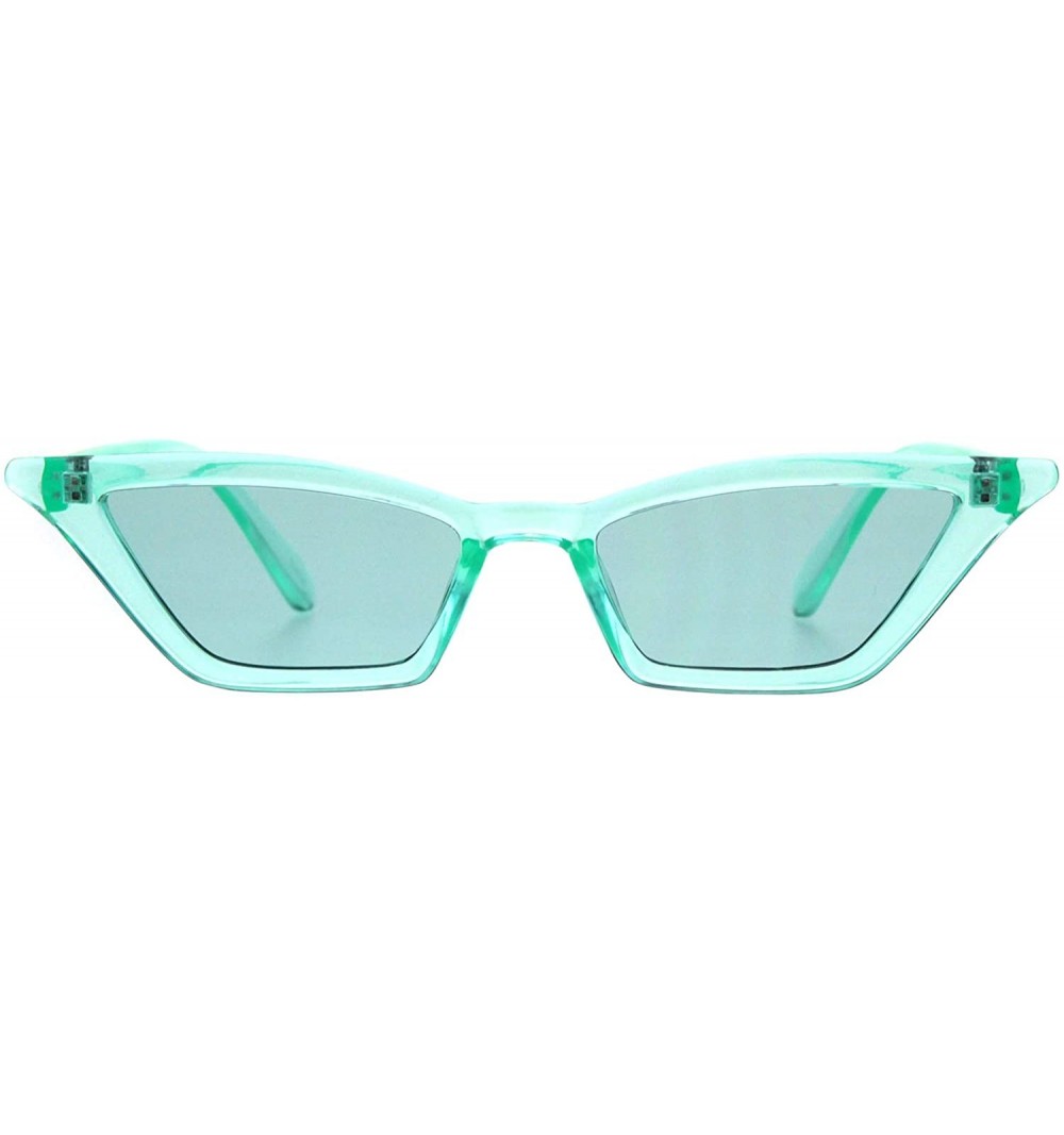 Rectangular Womens Skinny Sunglasses Trapezoid Shape Cateye Frame Translucent Colors - Green - C118K5KWOW6 $11.81