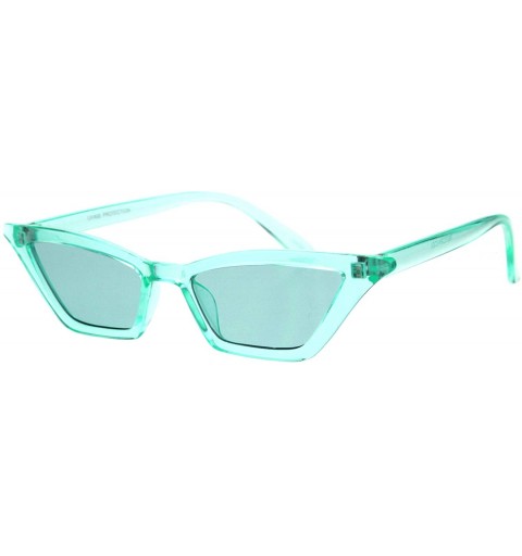 Rectangular Womens Skinny Sunglasses Trapezoid Shape Cateye Frame Translucent Colors - Green - C118K5KWOW6 $11.81