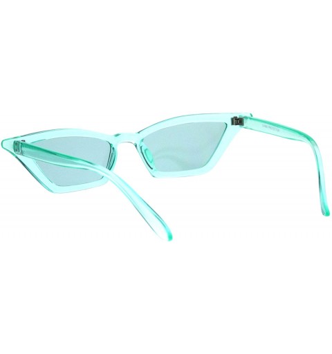 Rectangular Womens Skinny Sunglasses Trapezoid Shape Cateye Frame Translucent Colors - Green - C118K5KWOW6 $11.81