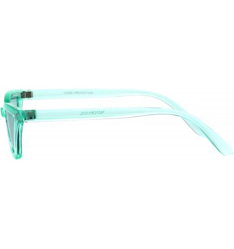 Rectangular Womens Skinny Sunglasses Trapezoid Shape Cateye Frame Translucent Colors - Green - C118K5KWOW6 $11.81