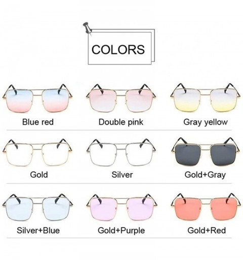 Square Flat Top Coating Ocean Sunglasses Women Big Frame Siamese Lenses Square Men Sun Glasses UV400 - Goldgray - CY198UQCHW5...