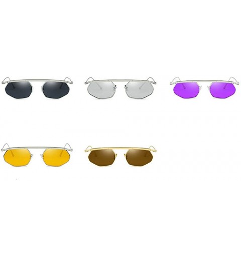 Rectangular Small Metal Frame Sunglasses Women Purple Yellow Sun glasses Retro Irregular Sunglass for Female UV400 - CV18OTU3...