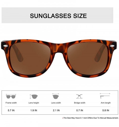 Wayfarer Mirrored Polarized Sunglasses Reflective Sun Glasses for Men Women with UV Protection - Leopard Frame Brown Lens - C...