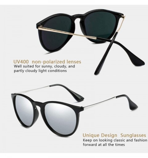 Aviator Sunglasses for Women Men Polarized Vintage Round Classic Retro Fashion Sun glasses Aviator Mirrored uv Protection - C...