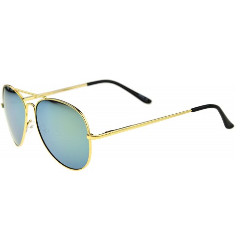 Aviator Classic Metal Frame Spring Hinges Color Mirror Lens Aviator Sunglasses 56mm - Gold / Yellow Mirror - CH12K7K0ZHH $9.41