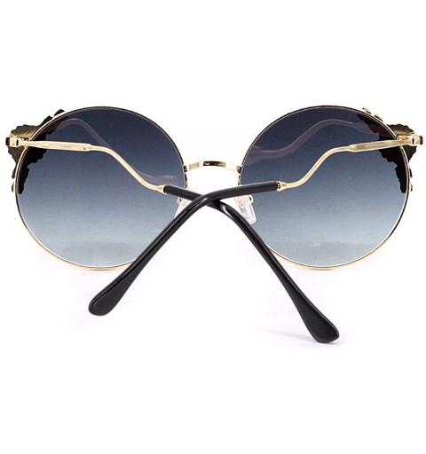 Goggle Fashion Round Pearl Decor Sunglasses UV Protection Metal Frame - Gold Frame Pink Lens-t - CR18UKSUTA6 $19.01