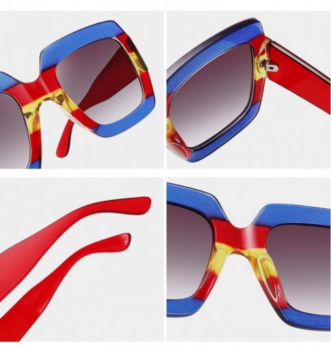 Oversized Square-Frame Designer Inspired Oversize Sunglasses for Women Brand Designer Shades - C5 - CS189YIZADX $10.77