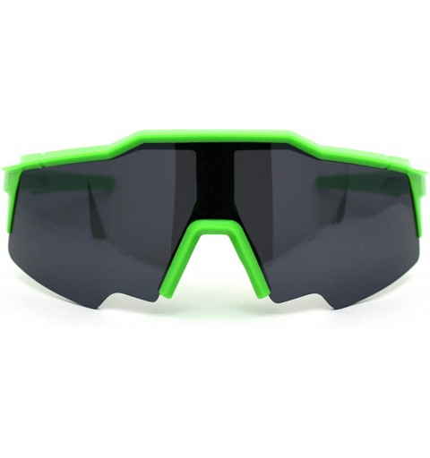 Shield Robotic Futuristic Shield Plastic Sport Solid Black Lens Sunglasses - Green - C118Z3KGO0N $12.42